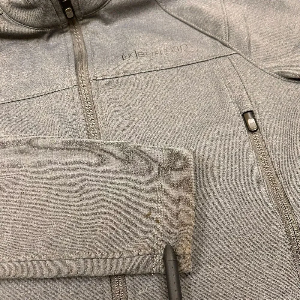 Burton AK Full Zip Jacket Gray Size Small Fleece Lined Lightweight Small Flaw‎